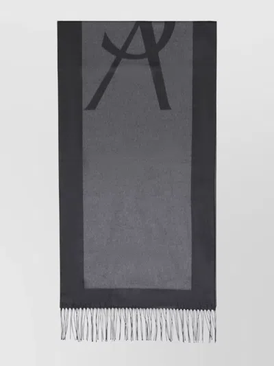 SAINT LAURENT MONOGRAM FRINGED SILK SCARF