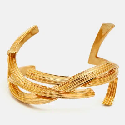 Pre-owned Saint Laurent Monogram Gold Tone Bracelet