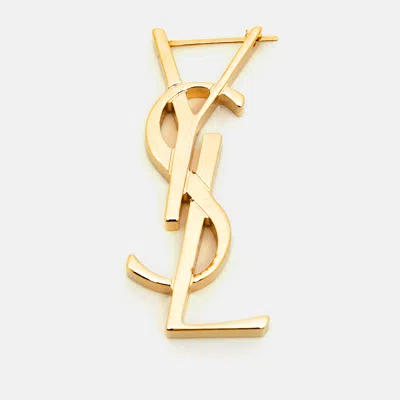 Pre-owned Saint Laurent Monogram Gold Tone Single Earring