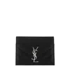 Saint Laurent Monogram Grained-leather Cardholder In Black