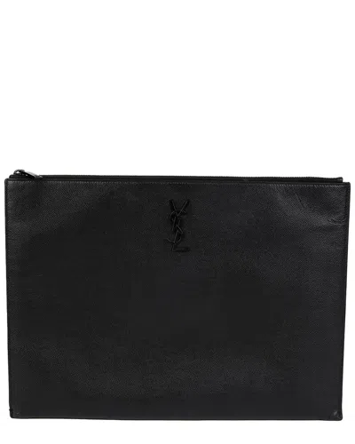 Saint Laurent Monogram Large Clutch (authentic Pre-loved) In Black