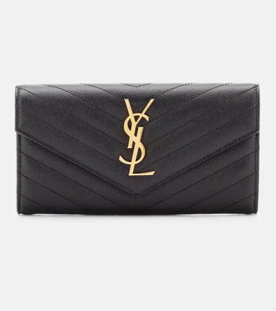 SAINT LAURENT MONOGRAM LARGE LEATHER WALLET,P00314823