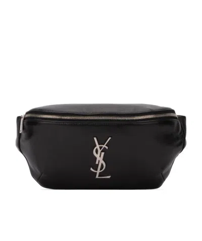 Saint Laurent Monogram Leather Belt Bag In Black
