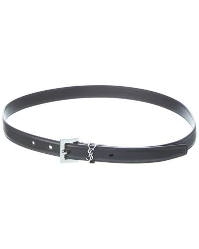 Saint Laurent Monogram Leather Belt In Black