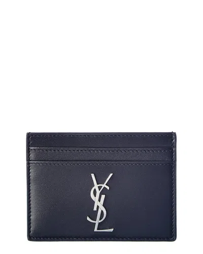 Saint Laurent Monogram Leather Card Case In Black