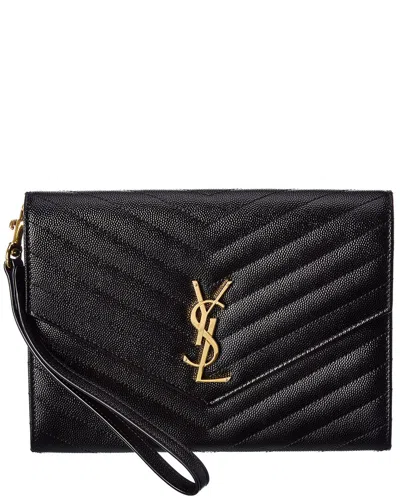 Saint Laurent Monogram Leather Clutch