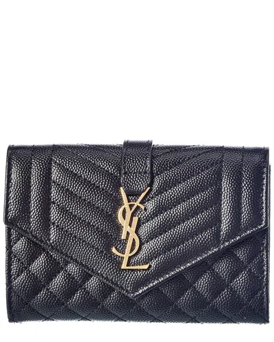 Saint Laurent Monogram Leather Continental Wallet In Black