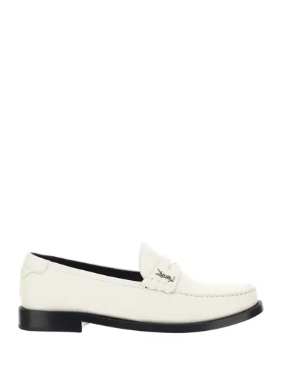 SAINT LAURENT MONOGRAM LEATHER LOAFERS