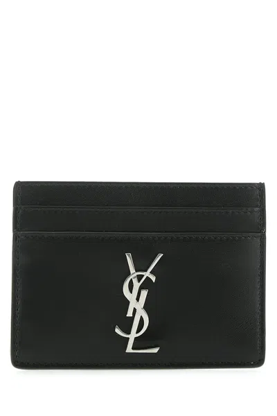 Saint Laurent Monogram Leather Mini Card Case Wallet In 1000
