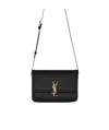 Saint Laurent Monogram Leather Shoulder Bag In Black