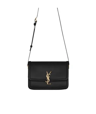 Saint Laurent Monogram Leather Shoulder Bag In Black