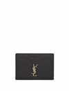 Saint Laurent Origami Monogram Portemonnaie In Black