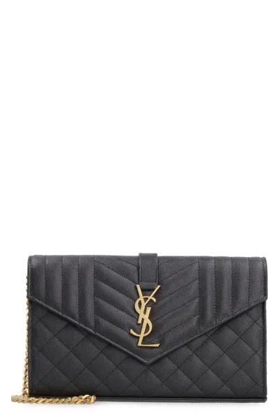 Saint Laurent Monogram Leather Wallet On Chain