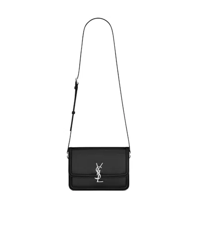 Saint Laurent Monogram-logo Leather Messenger Bag In Black