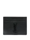 Saint Laurent Monogram Logo Plaque Cardholder In Black
