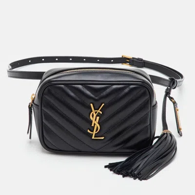 Pre-owned Saint Laurent Monogram Loulou Black Matelassé Leather Belt Bag