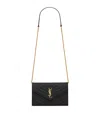 Saint Laurent Monogram Matelassé Envelope Chain Wallet In Black