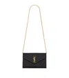 Saint Laurent Monogram Matelassé Envelope Wallet Bag In Black