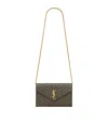 Saint Laurent Monogram Matelassé Envelope Wallet Bag In Green