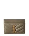 Saint Laurent Monogram Matelasse Leather Card Holder In Brown