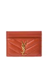 Saint Laurent Monogram Matelasse Leather Card Holder In Red