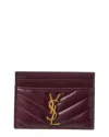 Saint Laurent Quilted Cassandras Card Holder Accessory In Purple