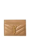 Saint Laurent Monogram Matelasse Leather Card Holder In Brown