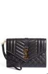 Saint Laurent Monogram Matelassé Leather Clutch In Nero/nero/nero