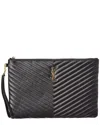 Saint Laurent Cassandre Matelassé Leather Clutch In Black