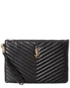 Saint Laurent Monogram Matelasse Leather Tablet Pouch In Black