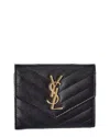 SAINT LAURENT SAINT LAURENT MONOGRAM MATELASSE LEATHER TRIFOLD COMPACT WALLET