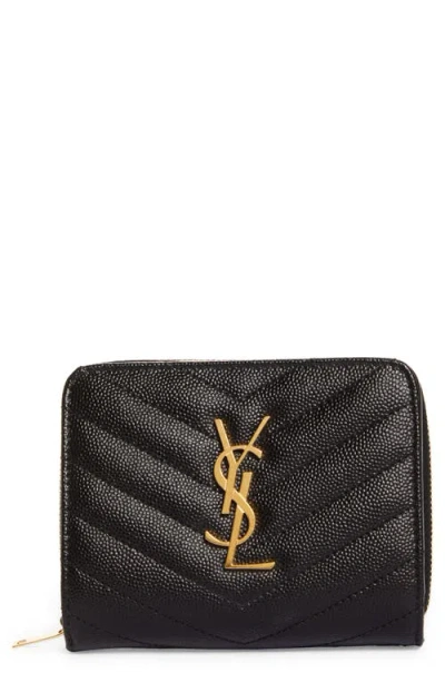Saint Laurent Monogram Matelassé Leather Wallet In Black