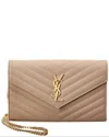 Saint Laurent Monogram Medium Matelasse Leather Wallet On Chain In Sand