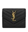 Saint Laurent Monogram Metalassé Trifold Wallet In Black