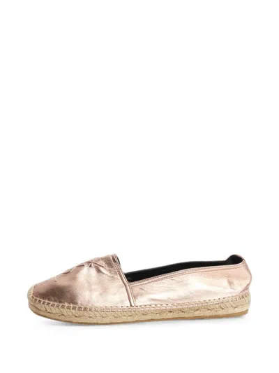 Pre-owned Saint Laurent Monogram Metallic Flat Espadrilles In Pink
