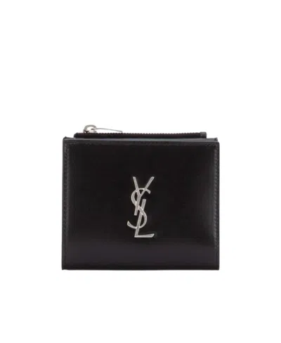 Saint Laurent Monogram Motif Wallet In Black