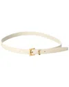 Saint Laurent Monogram Narrow Leather Belt In White