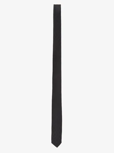 Saint Laurent Monogram Narrow Tie In Black