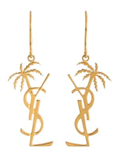 Pre-owned Saint Laurent Monogram Palm Tree Drop Earrings In Multicolor