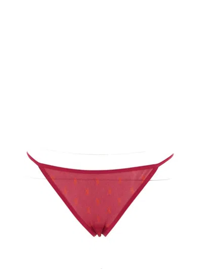 Saint Laurent Monogram Panties In Tulle Jersey In Fuchsia