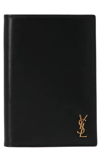 Saint Laurent Monogram Passport Holder In Black