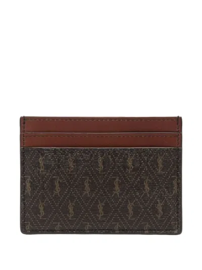 Saint Laurent Monogram-pattern Cardholder In Multi