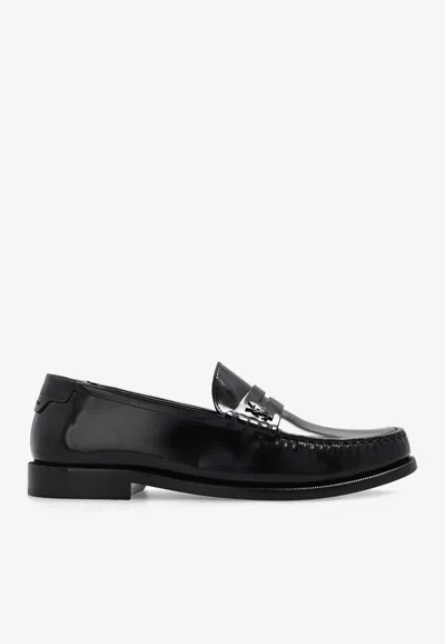 SAINT LAURENT MONOGRAM PENNY LOAFERS IN CALF LEATHER