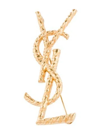 Pre-owned Saint Laurent Monogram Pin Brooch In Multi