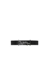 Saint Laurent Monogram Plaque Buckle Bracelet In Black