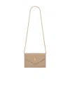 Saint Laurent Monogram-plaque Quilted Shoulder Bag In Nude