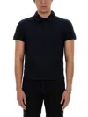 Saint Laurent Embroidered Monogram Polo Shirt In Blue