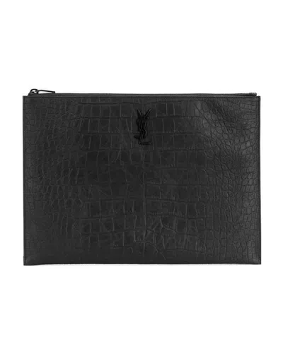 Saint Laurent Monogram Pouch In Black