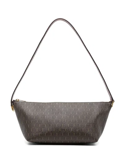 Saint Laurent Monogram-print Shoulder Bag In Brown