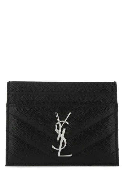 Saint Laurent Monogram Quilted Leather Card Case In Black